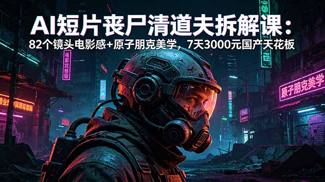 AI短片《丧尸清道夫》拆解课：82个镜头电影感+原子朋克美学，7天3000元国产天花板-智富思维学堂