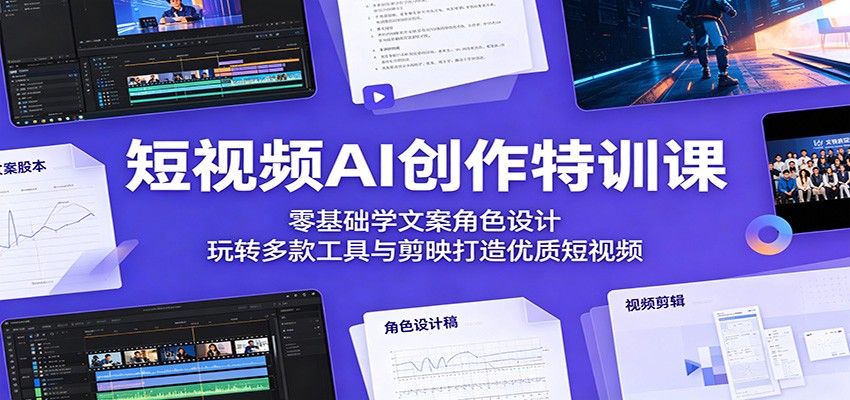 短视频AI创作特训课:零基础学文案角色设计,玩转多款工具与剪映打造优质短视频-智富思维学堂