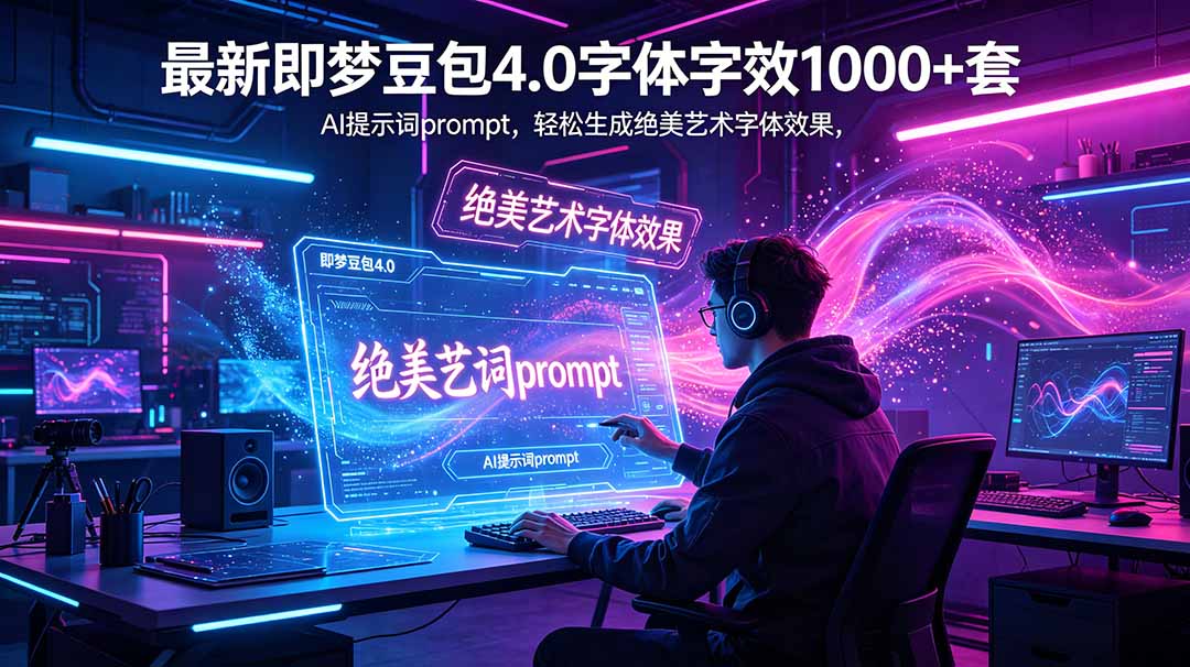 最新即梦豆包4.0字体字效1000+套，AI提示词prompt，轻松生成绝美艺术字体效果-智富思维学堂
