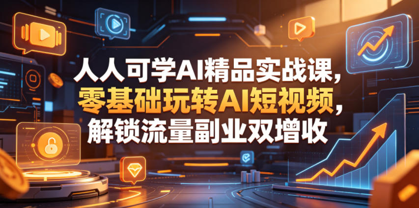 人人可学AI精品实战课，零基础玩转AI短视频，解锁流量副业双增收-智富思维学堂
