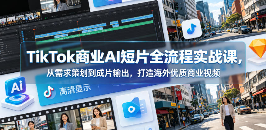 TikTok商业AI短片全流程实战课，从需求策划到成片输出，打造海外优质商业视频-智富思维学堂