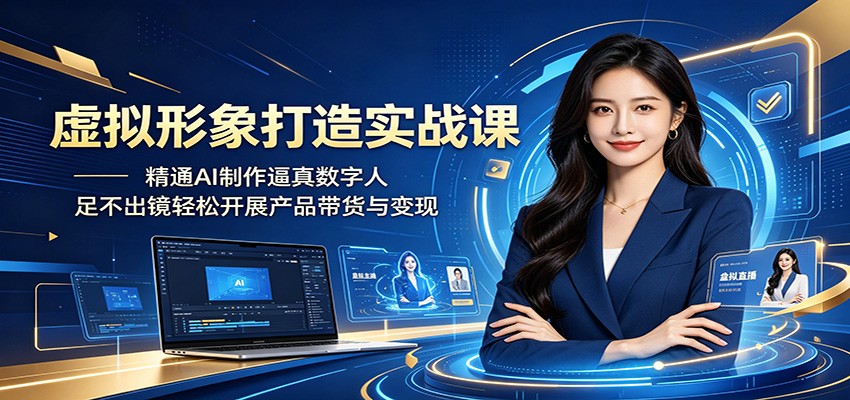 虚拟形象打造实战课:精通AI制作逼真数字人,足不出镜轻松开展产品带货与变现-智富思维学堂