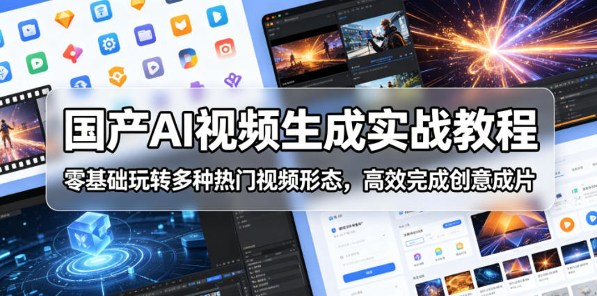 国产AI视频生成实战教程，零基础玩转多种热门视频形态，高效完成创意成片-智富思维学堂