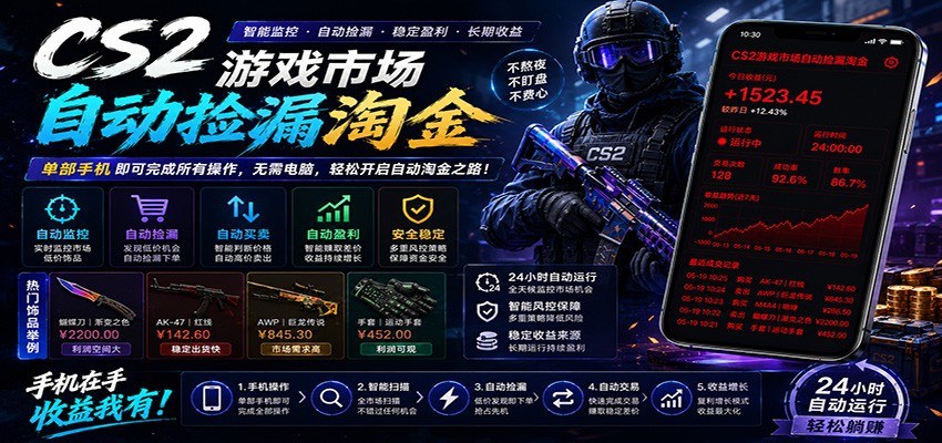 CSGO挂机捡漏项目通过利用游戏饰品交易机制，结合薄凉软件辅助捡漏，实现盈利-智富思维学堂