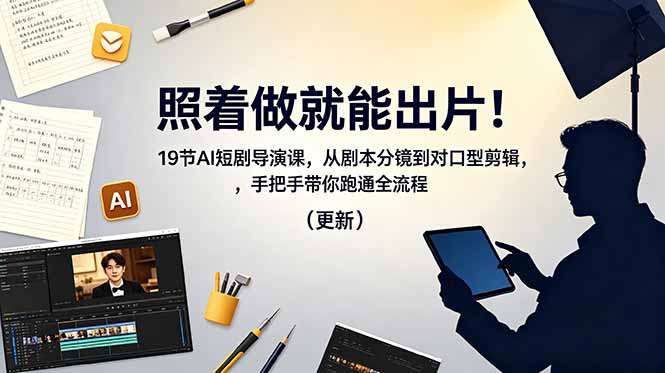 照着做就能出片!19节AI短剧导演课,从剧本分镜到对口型剪辑,手把手带你跑通全流程(更新-智富思维学堂