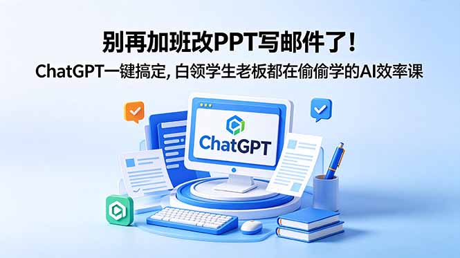 别再加班改PPT写邮件了!ChatGPT一键搞定,白领学生老板都在偷偷学的AI效率课-智富思维学堂