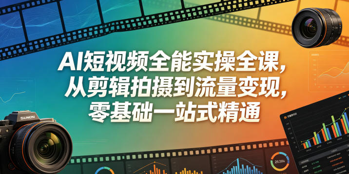 AI短视频全能实操全课,从剪辑拍摄到流量变现,零基础一站式精通-智富思维学堂