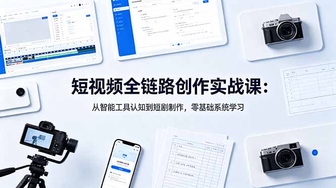 短视频全链路创作实战课:从智能工具认知到短剧制作,零基础系统学习-智富思维学堂