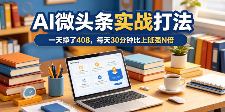 一天挣了408,AI微头条实战打法,每天30分钟比上班强N倍-智富思维学堂