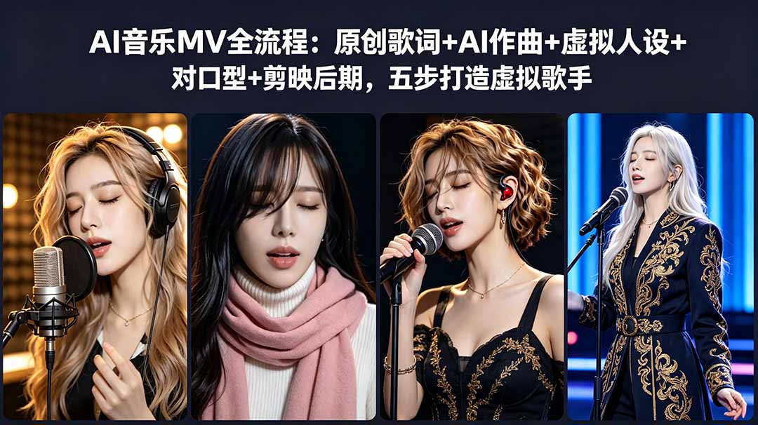 AI音乐MV全流程:原创歌词+AI作曲+虚拟人设+对口型+剪映后期,五步打造虚拟歌手-智富思维学堂