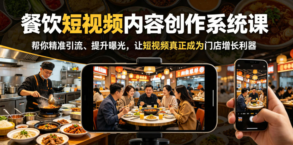 餐饮短视频内容创作系统课，帮你精准引流、提升曝光，让短视频真正成为门店增长利器-智富思维学堂