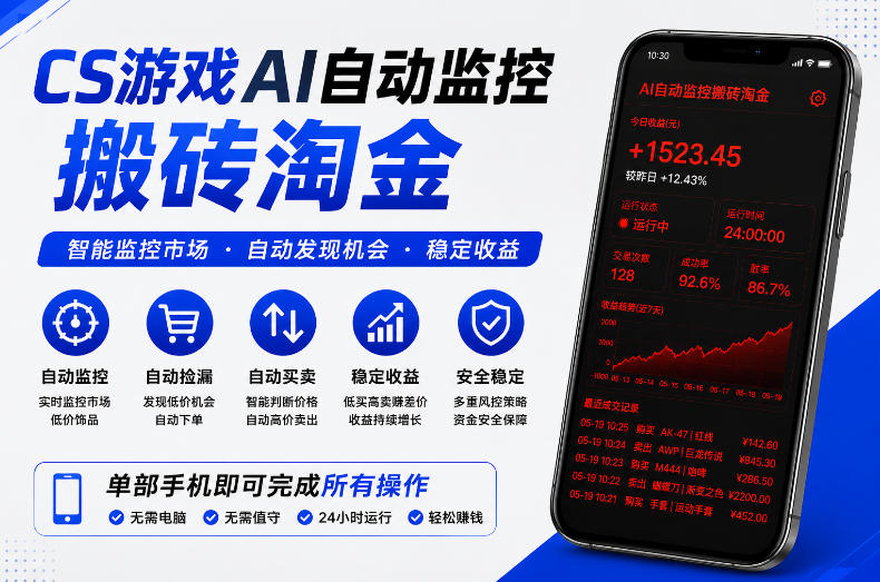 CS游戏AI自动监控搬砖淘金，稳定运行多年，支持任何形式验证，日入300+【揭秘】-智富思维学堂
