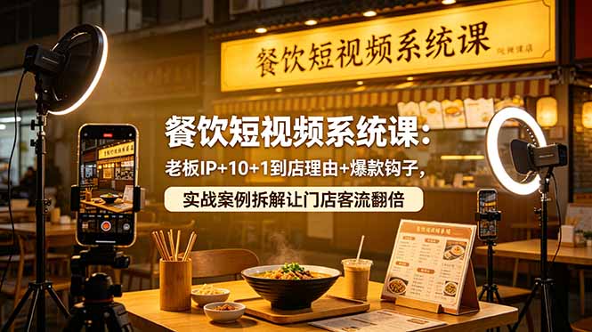 餐饮短视频系统课：老板IP+10+1到店理由+爆款钩子，实战案例拆解让门店客流翻倍-智富思维学堂