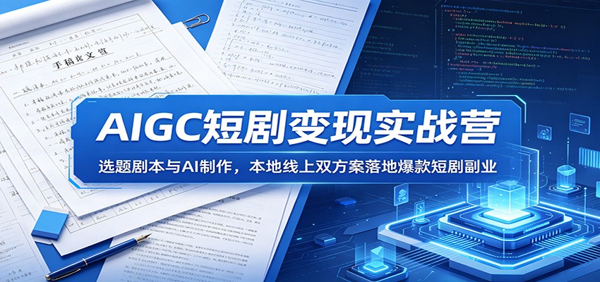 AIGC短剧变现实战营：选题剧本与AI制作，本地线上双方案落地爆款短剧副业-智富思维学堂