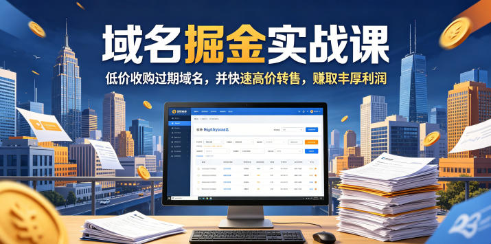 域名交易掘金实战课，低价收购过期域名，并快速高价转售，賺取丰厚利润【原创双语字幕】-智富思维学堂