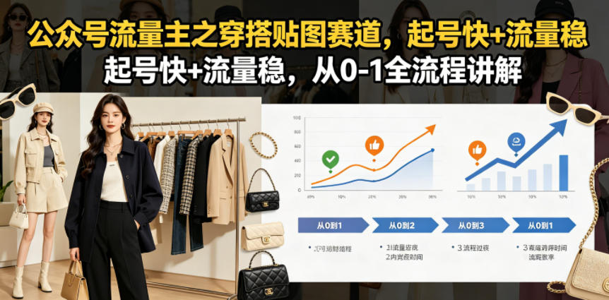 公众号流量主之穿搭贴图赛道，起号快+流量稳，从0-1全流程讲解-智富思维学堂