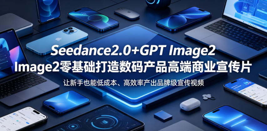 Seedance2.0+GPT Image2零基础打造数码产品高端商业宣传片,让新手也能低成本、高效率产出品牌级宣传视频-智富思维学堂