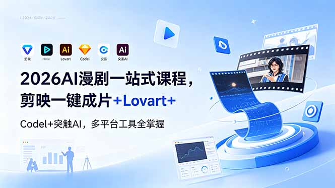 2026AI 漫剧一站式课程,剪映一键成片+Lovart+Codel+突触AI,多平台工具全掌握-智富思维学堂