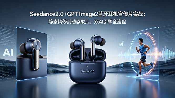 Seedance2.0+GPT Image2蓝牙耳机宣传片实战:静态精修到动态成片,双AI引擎全流程-智富思维学堂