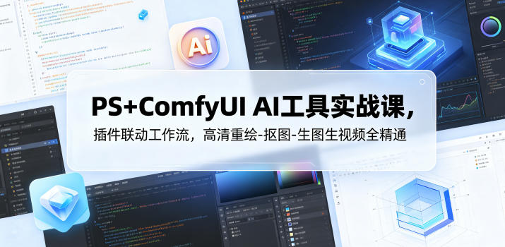 PS+ComfyUI AI工具实战课，插件联动工作流，高清重绘-抠图-生图生视频全精通-智富思维学堂