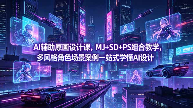 AI辅助原画设计课,MJ+SD+PS组合教学,多风格角色场景案例一站式学懂AI设计-智富思维学堂