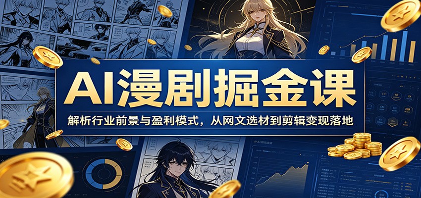 AI漫剧掘金课：解析行业前景与盈利模式，从网文选材到剪辑变现落地-智富思维学堂