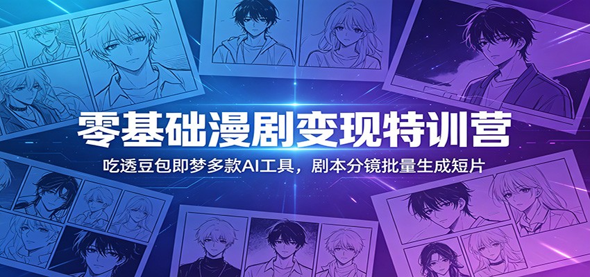 零基础漫剧变现特训营：玩转豆包即梦多款AI工具，剧本分镜批量生成短片-智富思维学堂