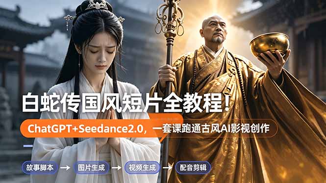 白蛇传-国风短片全教程！ChatGPT+Seedance2.0，一套课跑通古风AI影视创作-智富思维学堂
