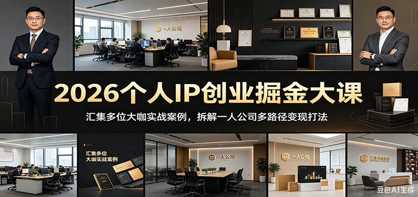 2026个人IP创业掘金大课：汇集多位大咖实战案例，拆解一人公司多路径变现打法-智富思维学堂