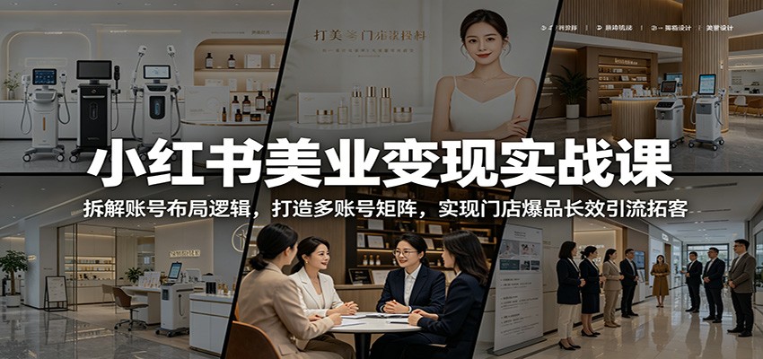 小红书美业变现实战课:拆解账号布局逻辑,打造多账号矩阵,实现门店爆品长效引流拓客-智富思维学堂