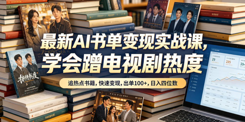 最新AI书单变现实战课,学会蹭电视剧热度,追热点书籍,快速变现,出单100+,日入四位数-智富思维学堂