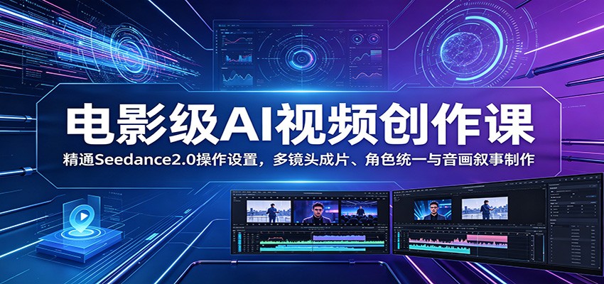电影级AI视频创作课：精通Seedance2.0操作设置，多镜头成片、角色统一与音画叙事制作-智富思维学堂