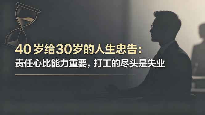 付费文章:40岁给30岁的人生忠告:责任心比能力重要,打工的尽头是失业-智富思维学堂