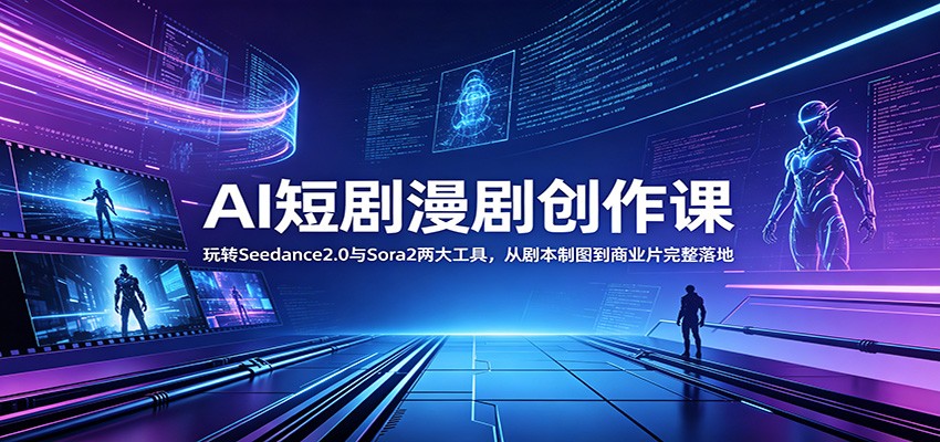 AI短剧漫剧创作课：玩转Seedance2.0与 Sora2两大工具，从剧本制图到商业片完整落地-智富思维学堂