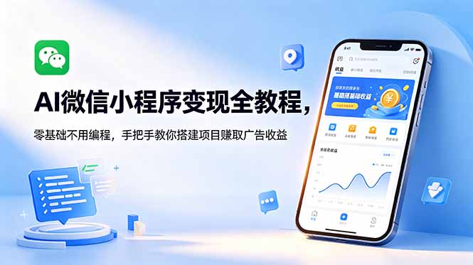 AI微信小程序变现全教程,零基础不用编程,手把手教你搭建项目赚取广告收益-智富思维学堂