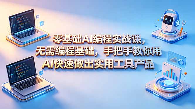 零基础AI编程实战课-更新，无需编程基础，手把手教你用AI快速做出实用工具产品-智富思维学堂