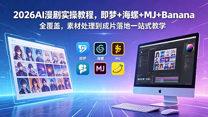 2026AI漫剧实操教程，即梦+海螺+MJ+Banana全覆盖，素材处理到成片落地一站式教学-智富思维学堂