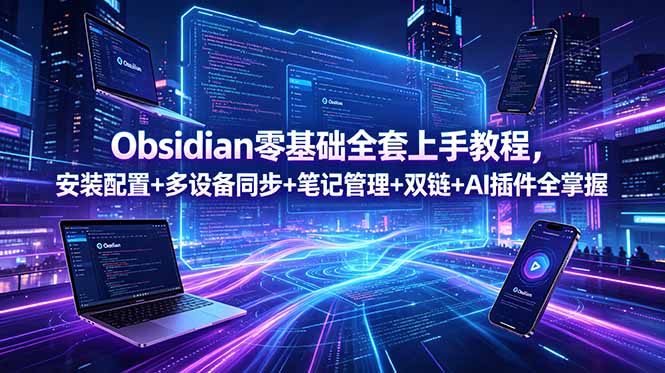 Obsidian零基础全套上手教程,安装配置+多设备同步+笔记管理+双链+AI插件全掌握-智富思维学堂