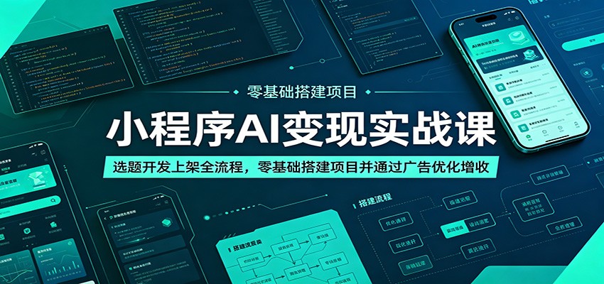 小程序AI变现实战课:选题开发上架全流程,零基础搭建项目并通过广告优化增收-智富思维学堂