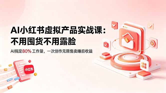 AI小红书虚拟产品实战课-更新：不用囤货不用露脸，AI搞定80%工作量，一次创作无限售卖睡后收益-智富思维学堂