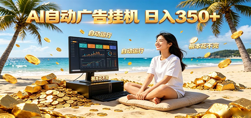 AI自动广告挂机 日入350+ 真正做到躺赚式变现，根本花不完！-智富思维学堂