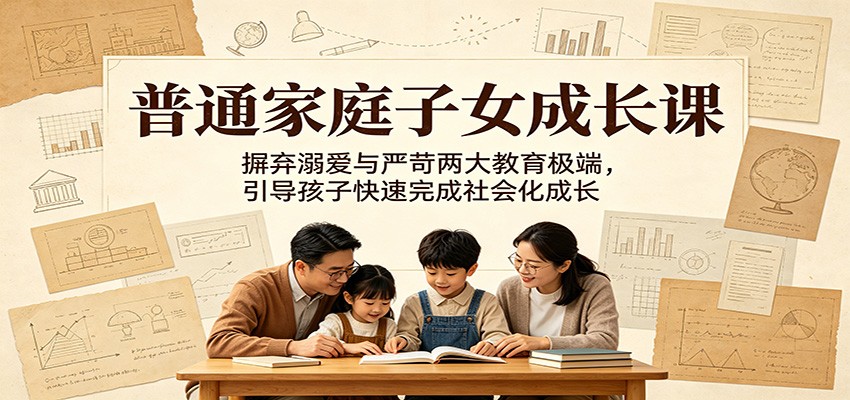普通家庭子女成长课：摒弃溺爱与严苛两大教育极端，引导孩子快速完成社会化成长-智富思维学堂