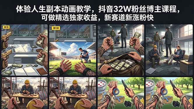 体验人生副本动画教学， 抖音32W粉丝博主课程，可做精选独家收益，新赛道新涨粉快-智富思维学堂
