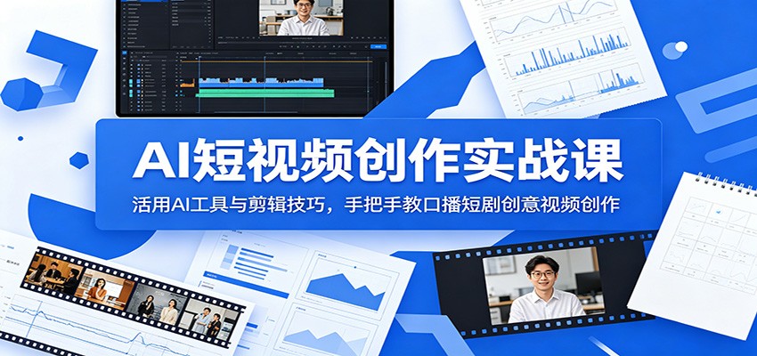 AI短视频创作实战课：活用AI工具与剪辑技巧，手把手教口播短剧创意视频创作-智富思维学堂