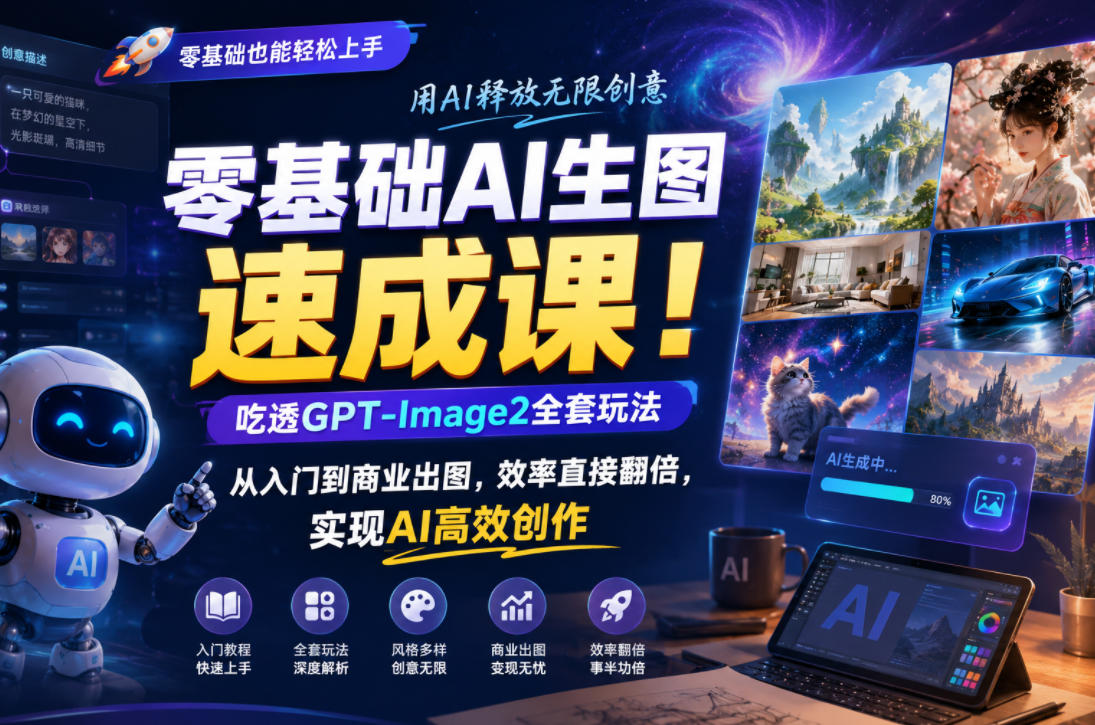 零基础AI生图速成课!吃透GPT-Image2全套玩法,从入门到商业出图,效率直接翻倍,实现AI高效创作-智富思维学堂