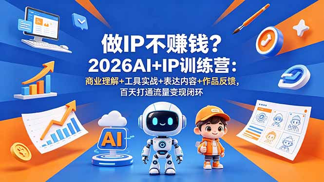 做IP不赚钱？2026AI+IP训练营：商业理解+工具实战+表达内容+作品反馈，百天打通流量变现闭环-智富思维学堂