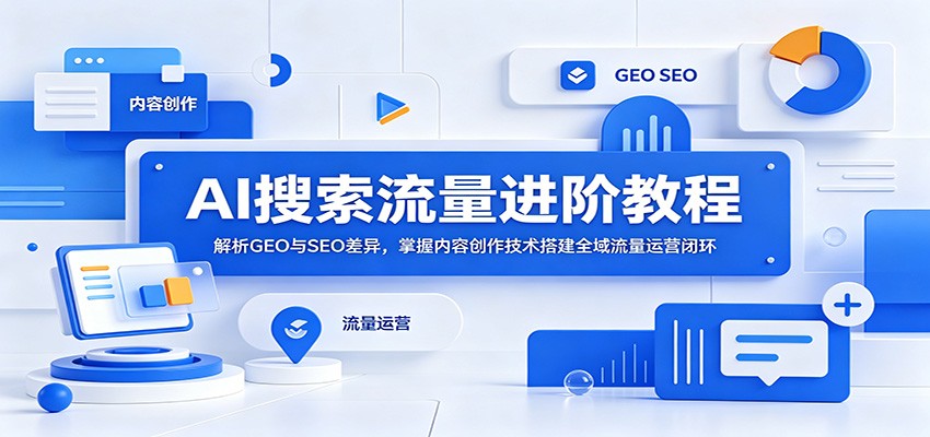 AI搜索流量进阶教程：解析GEO与SEO差异，掌握内容创作技术搭建全域流量运营闭环-智富思维学堂