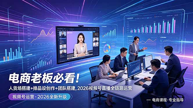 电商老板必看!人货场搭建+排品设计+素材创作+团队搭建,2026视频号直播全链路运营-智富思维学堂