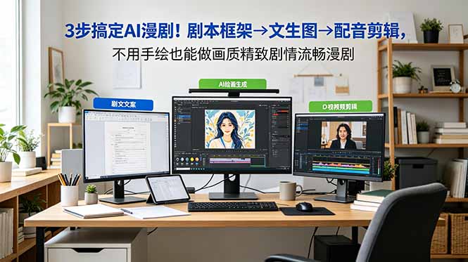 3步搞定AI漫剧！剧本框架→文生图→配音剪辑，不用手绘也能做画质精致剧情流畅漫剧-智富思维学堂