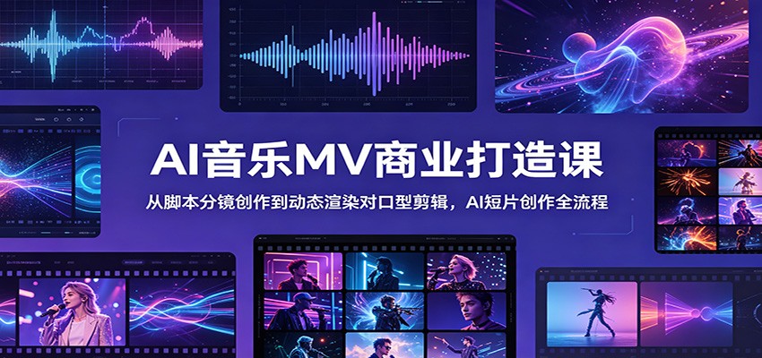 AI音乐MV商业打造课：从脚本分镜创作到动态渲染对口型剪辑，AI短片创作全流程-智富思维学堂
